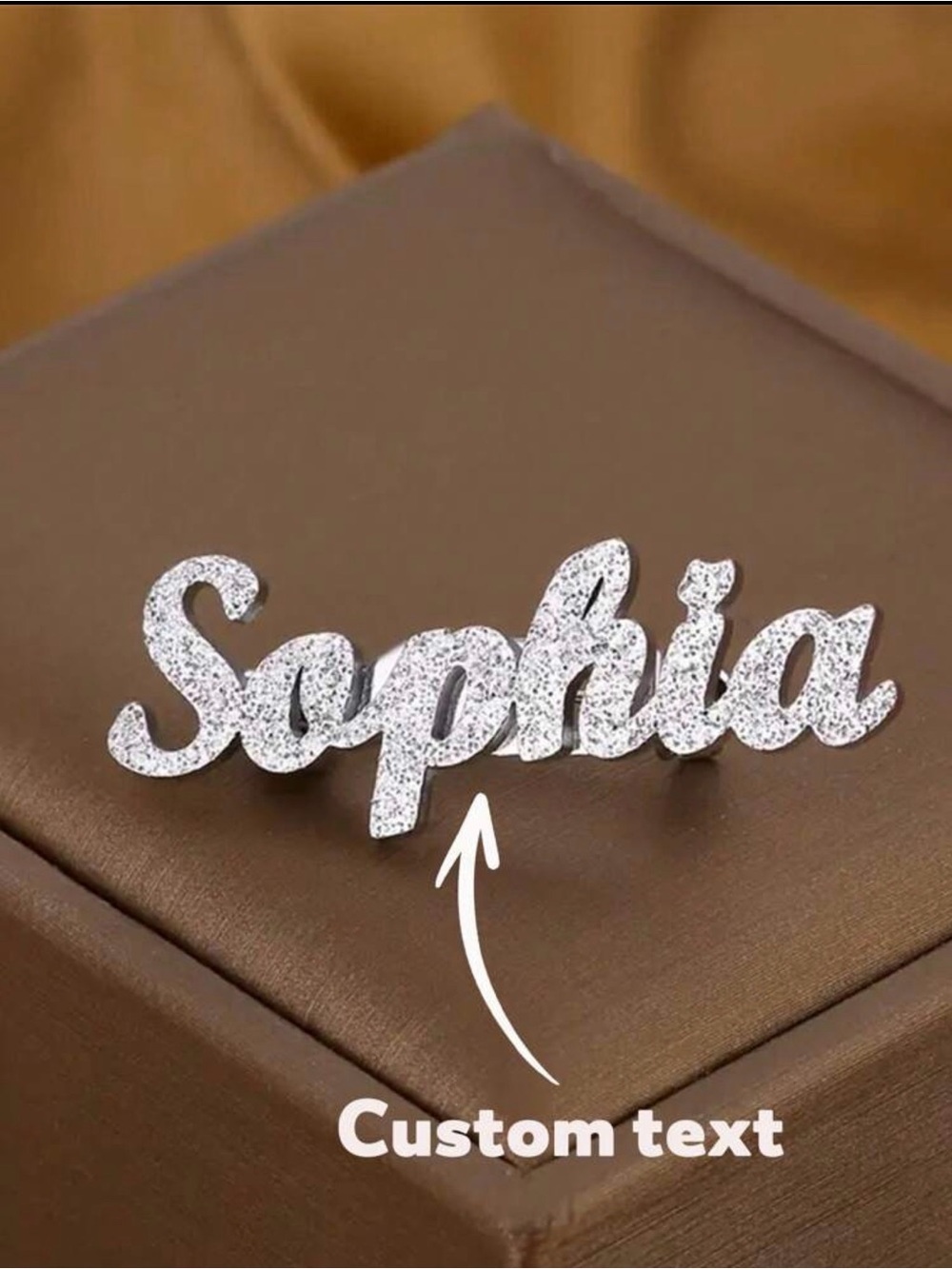 NWT Custom 'Sophia' Script Name Brooch Pin in Silver Tone